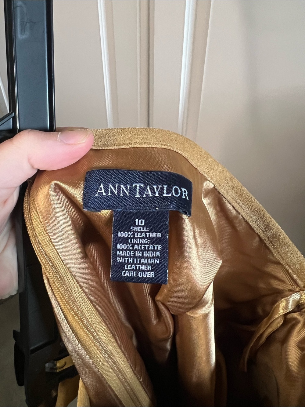 Vintage Ann Taylor Italian Suede Leather A-Line Skirt - Picture 8 of 13